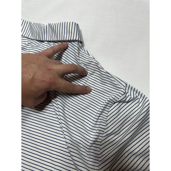 1764 Polo Golf Shirt Mens XL Striped Performance Stretch *READ *STAINS - Picture 3 of 10
